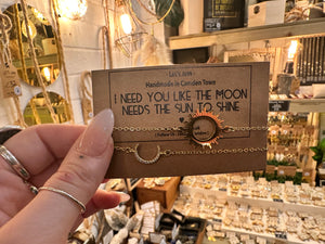 I Need You Like The Moon Needs The Sun To Shine ❥ Matching Bracelets / Set of 2 Bracelets