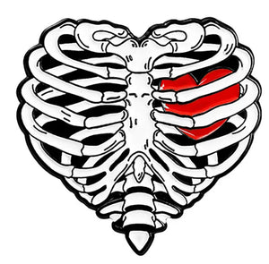 Pins / Badges - Red Heart in Ribs Skeleton