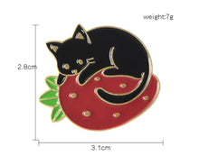 Load image into Gallery viewer, Pins / Badge - Cat on a Strawberry Pillow
