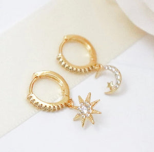 925 Sterling Silver Earrings • Star & Moon