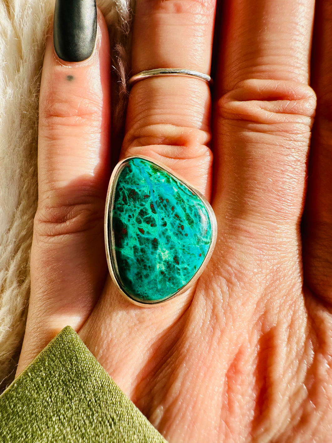 Handmade & Sterling Silver Rings Collection - Green Chrysocolla