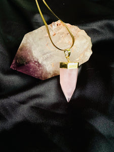 Rose Quartz Crystal Tower • Pendant Necklaces