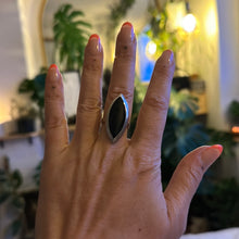 Load image into Gallery viewer, Ring • Eye Shape • 925 Sterling Silver with Black Obsidian
