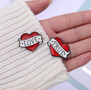 Pins / Badge - “True” & “Love” Heart