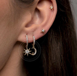925 Sterling Silver Earrings • Star & Moon