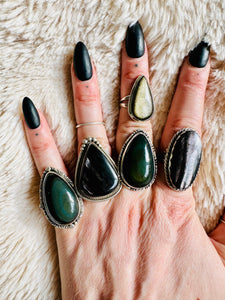 Handmade & Sterling Silver Rings Collection - Gold Sheen Black Obsidian