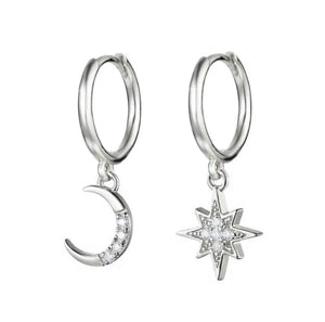 925 Sterling Silver Earrings • Moon & Stars