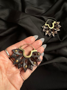 Handcrafted Earrings • Sculpted Wood Lotus
