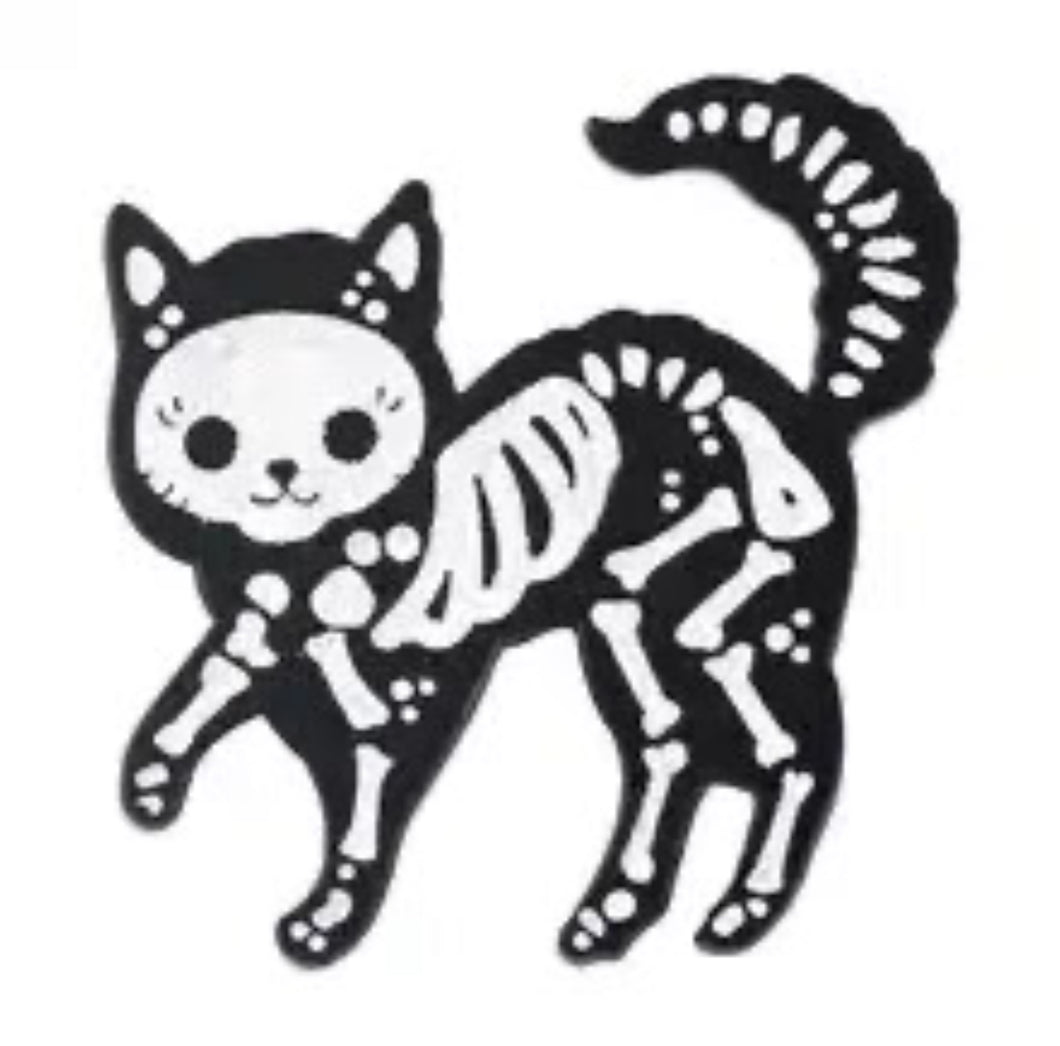Pins / Badge - Sparkly Skeleton Cat