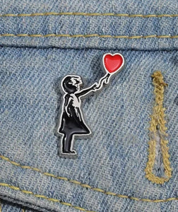 Pins / Badge - Banksy’s Girl with Heart Balloon