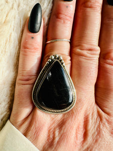 Handmade & Sterling Silver Rings Collection - Silver Sheen Black Obsidian
