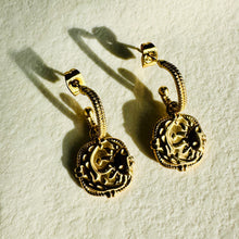 Load image into Gallery viewer, Moon &amp; Sun Reversible • 18k Gold Plated / Stainless Steel Earrings
