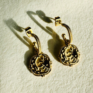 Moon & Sun Reversible • 18k Gold Plated / Stainless Steel Earrings