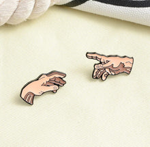 Load image into Gallery viewer, Pins / Badges - God &amp; Adam’s Hands / The Creation of Adam by Michelangelo
