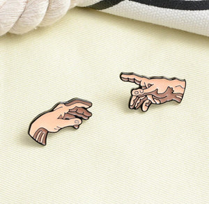 Pins / Badges - God & Adam’s Hands / The Creation of Adam by Michelangelo