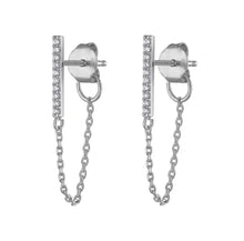 Load image into Gallery viewer, 925 Sterling Silver Earrings • Diamond Bar &amp; Chain
