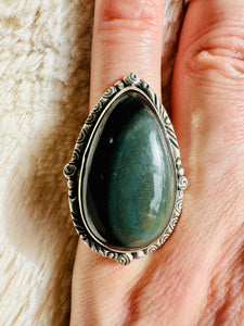 Handmade & Sterling Silver Rings Collection - Black Cat’s Eye Scapolite