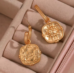 Moon & Sun Reversible • 18k Gold Plated / Stainless Steel Earrings