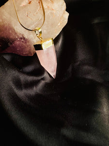 Rose Quartz Crystal Tower • Pendant Necklaces