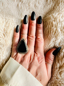 Handmade & Sterling Silver Rings Collection - Silver Sheen Black Obsidian