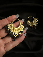 Load image into Gallery viewer, Handcrafted Earrings • Sculpted Wood Lotus

