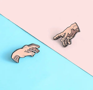 Pins / Badges - God & Adam’s Hands / The Creation of Adam by Michelangelo