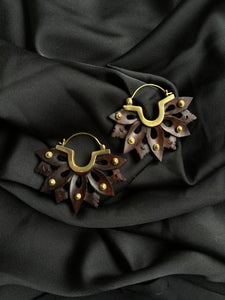 Handcrafted Earrings • Sculpted Wood Lotus