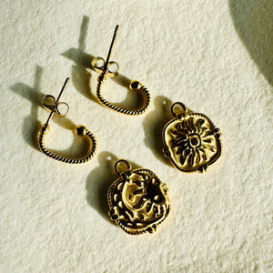 Moon & Sun Reversible • 18k Gold Plated / Stainless Steel Earrings