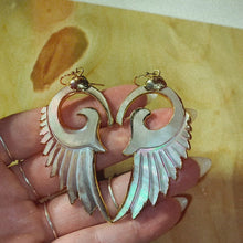 Load and play video in Gallery viewer, Wings • Silver Mother of Pearl Earrings • Hand Carved
