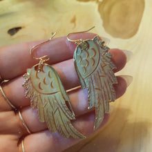 Load and play video in Gallery viewer, Angel Wings • Yellow Mother of Pearl Earrings • Hand Carved
