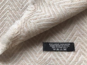 Throw Scarf • Martin • 100% Pure Cashmere • Handmade • Cream