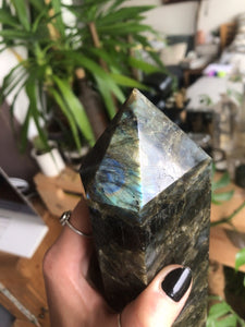 Crystal Point ⟁ Labradorite • Unique Piece