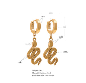 Joana • Snake • Real Gold Plated - Stainless Steel Earrings