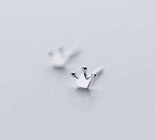 Load image into Gallery viewer, Stud Earrings • Sterling Silver • Tiny Crown
