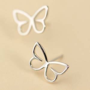 Stud Earrings • Sterling Silver • Hollow Butterfly