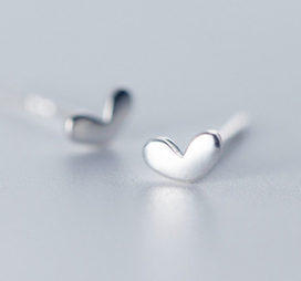 Stud Earrings • Sterling Silver • Tiny Heart