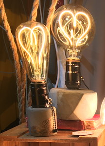 Lamp ❥ Concrete + Heart Light Bulb