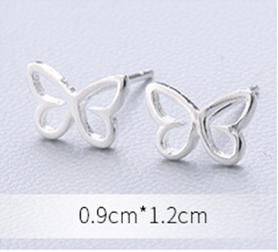 Stud Earrings • Sterling Silver • Hollow Butterfly