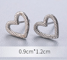 Load image into Gallery viewer, Stud Earrings • Sterling Silver • Hollow Heart
