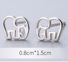 Stud Earrings • Sterling Silver • Elephant