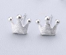 Load image into Gallery viewer, Stud Earrings • Sterling Silver • Tiny Crown
