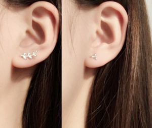 Stud Earrings • Sterling Silver • Asymmetric Twig