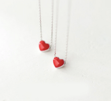 Load image into Gallery viewer, Real Silver Red Heart Necklace
