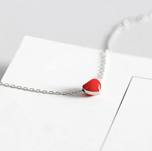 Load image into Gallery viewer, Real Silver Red Heart Necklace
