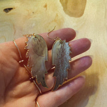 Load and play video in Gallery viewer, Angel Wings • Silver Mother of Pearl Earrings • Hand Carved
