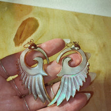 Load and play video in Gallery viewer, Wings • Silver Mother of Pearl Earrings • Hand Carved

