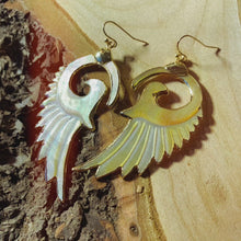 Load and play video in Gallery viewer, Wings • Yellow Mother of Pearl Earrings • Hand Carved
