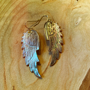 Angel Wings • Silver Mother of Pearl Earrings • Hand Carved