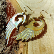 Load image into Gallery viewer, Wings • Yellow Mother of Pearl Earrings • Hand Carved
