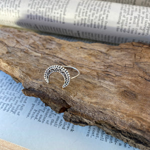 Silver Ring • Moon Crescent • 925 Sterling Silver